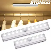 STONEGO 6/10 LED Under Cabinet Night Light for Closet Stairs Kitchen LED Motion Sensor Light Cupboard Wardrobe Bed Lamp