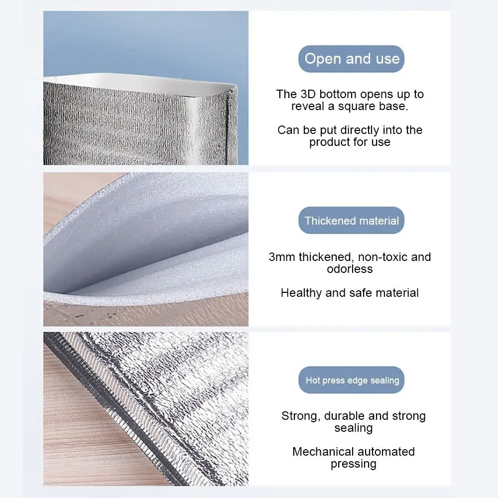 5 قطعة الجليد المحمولة الباردة الدافئة الألومنيوم احباط حقيبة تسليم الناقل التعبئة حقيبة عزل الغذاء الحرارية 3 مللي متر حقيبة للحفاظ على البرودة تخزين المشروبات