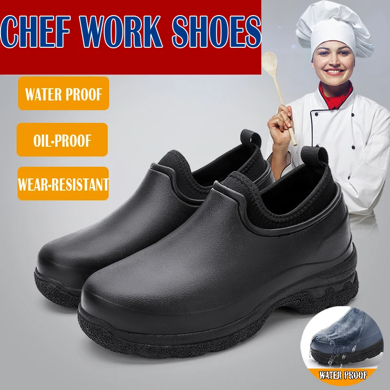 Men's non-slip chef shoes work shoes car wash shoes rain shoes fashion wear-resistant non-slip heightened water shoes 35-48