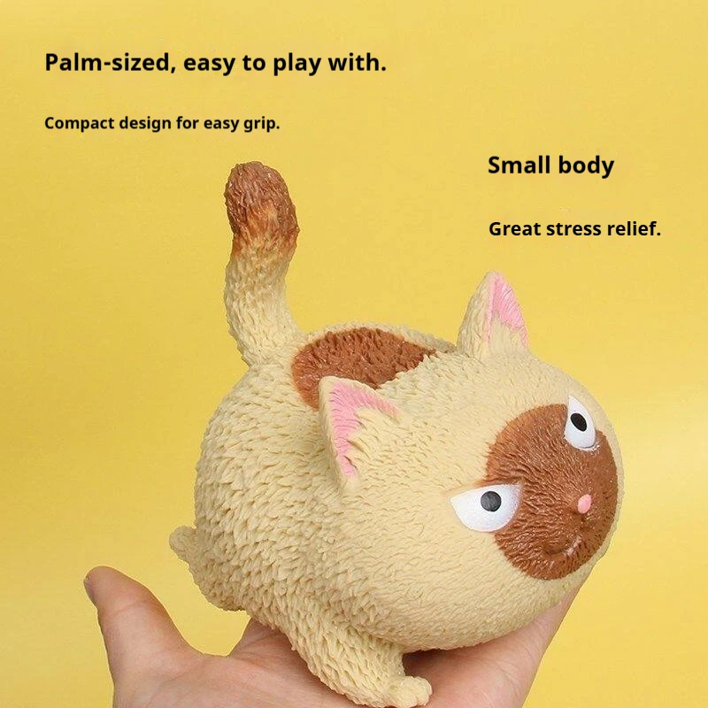 Portable Angry Cat Squeeze Fidget Toy Stress Reliever Soft Squishy Doll Decoration For Office Desktop Home Ornament Lovely Gift