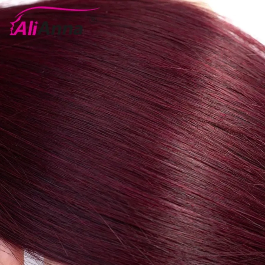 Fasci di capelli umani bordeaux 99j fasci di capelli umani lisci da 12-26 pollici morbidi 1/3 /4 pezzi estensioni dei capelli brasiliani colorati