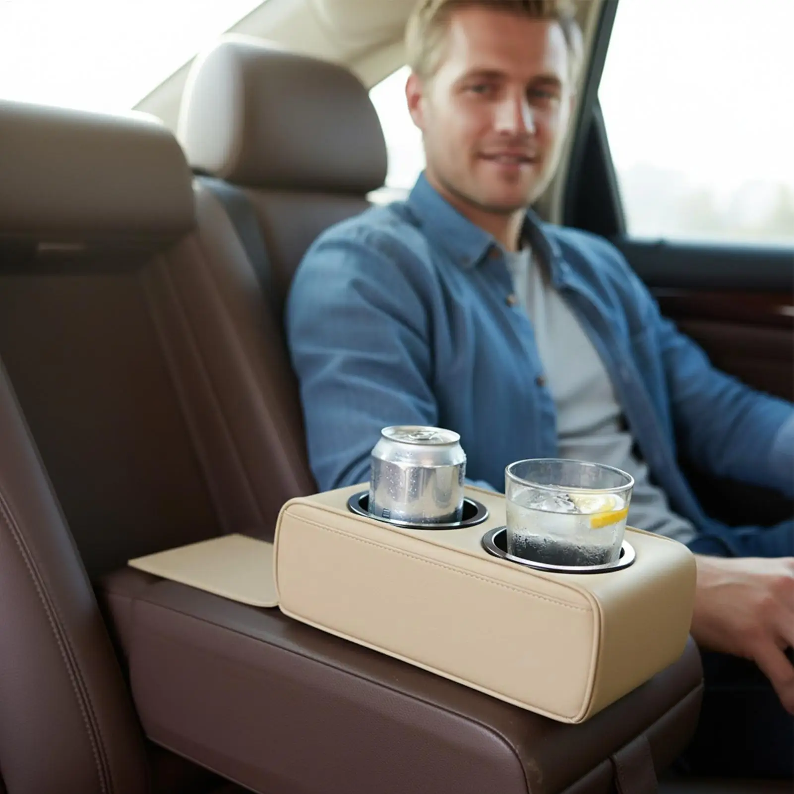Drink Holder For Car Leather Vehicle Accessories Couch Drink Holder Car Backseat Organizer For Cell Phone Snack Remote Water