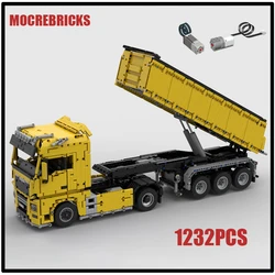 Famous High-tech Engineering Car Series 3-axle Tipper Trailer MOC Building Blocks Popular Truck Model Bricks Toys Kid Collection