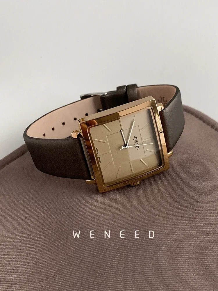 WENEED Watch Women's 2024 New Fashion Square Large Dial Niche Light Luxury Simple Women's Watch Quartz Watch