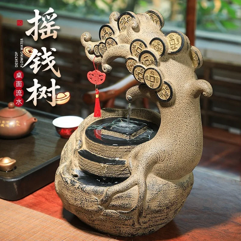 New Chinese style lucky water ornament circulating water landscape living room office desktop opening new home creative small gi