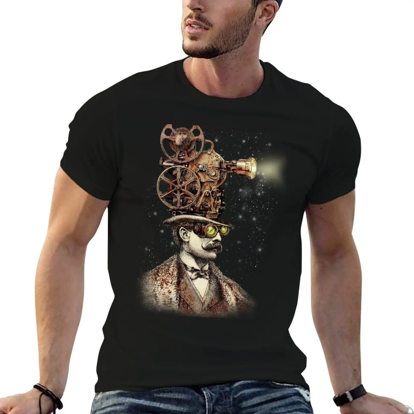 The Projectionist (sepia option) T-Shirt man t shirt luxury man graphic t shirt funny t shirts cotton T-shirt