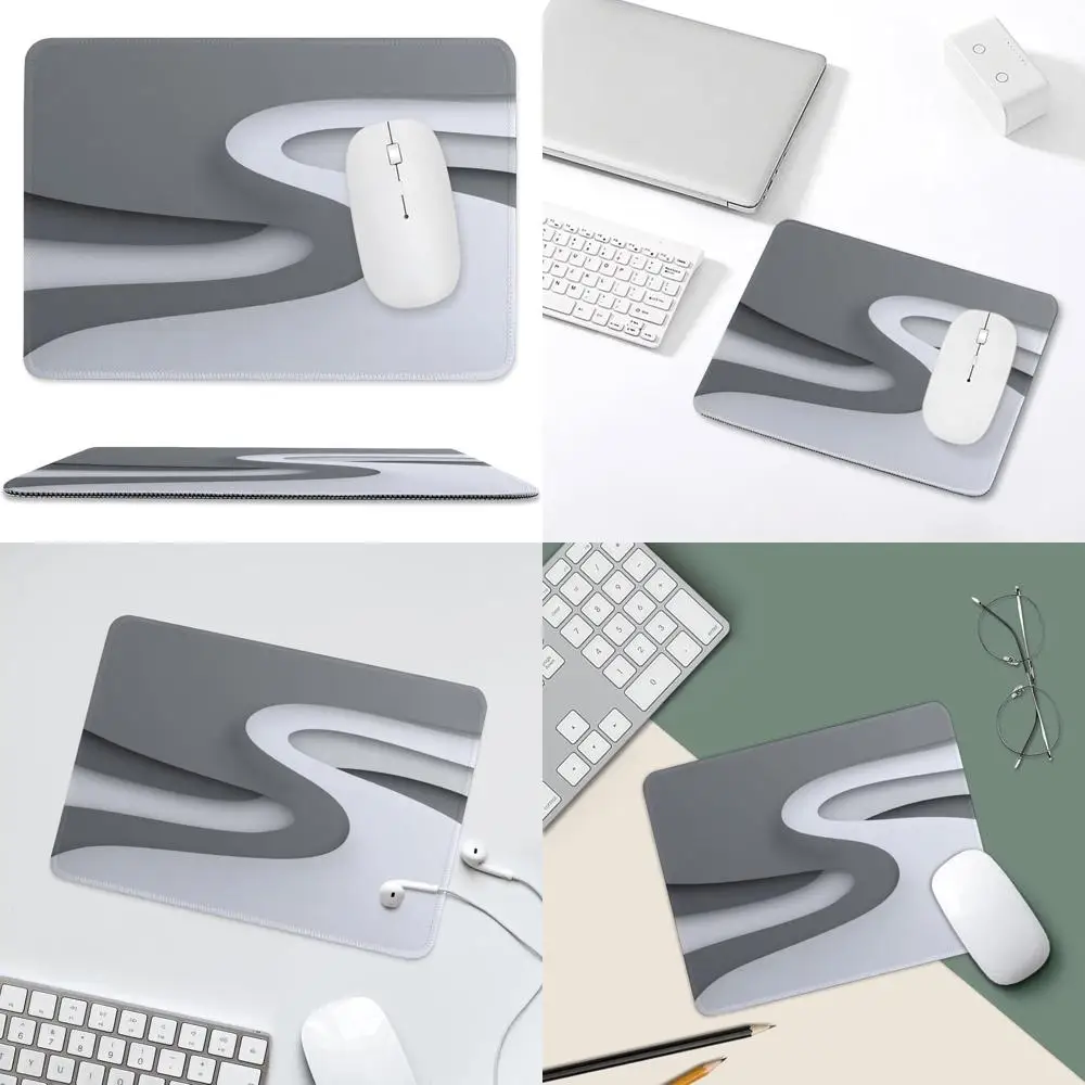 

Wavy Patterned Mouse Pad for Office and Gaming, Grey with Anti-Slip Rubber Base