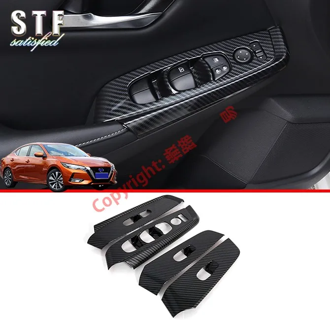 

Carbon Fiber Style Interior Door Window Buttons Cover Trim For Nissan Sylphy MK14 2019 2020 Car Accessories Stickers W4