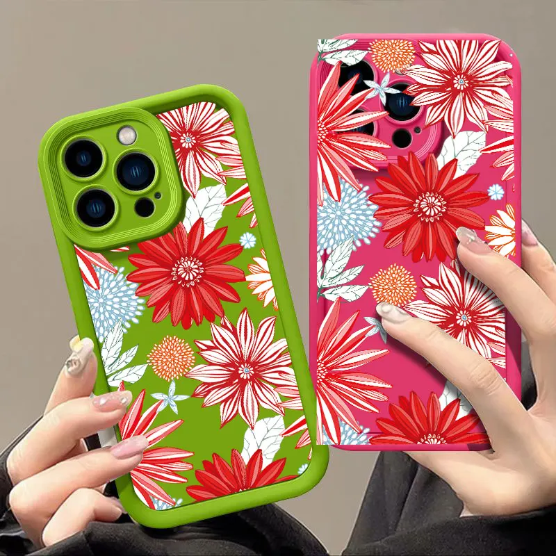 Pretty Flower Fasion Phone Case for iPhone 11 12 MINI 13 14 15 16 PRO MAX PLUS Shockproof Silicone Soft Cover Coque Shell