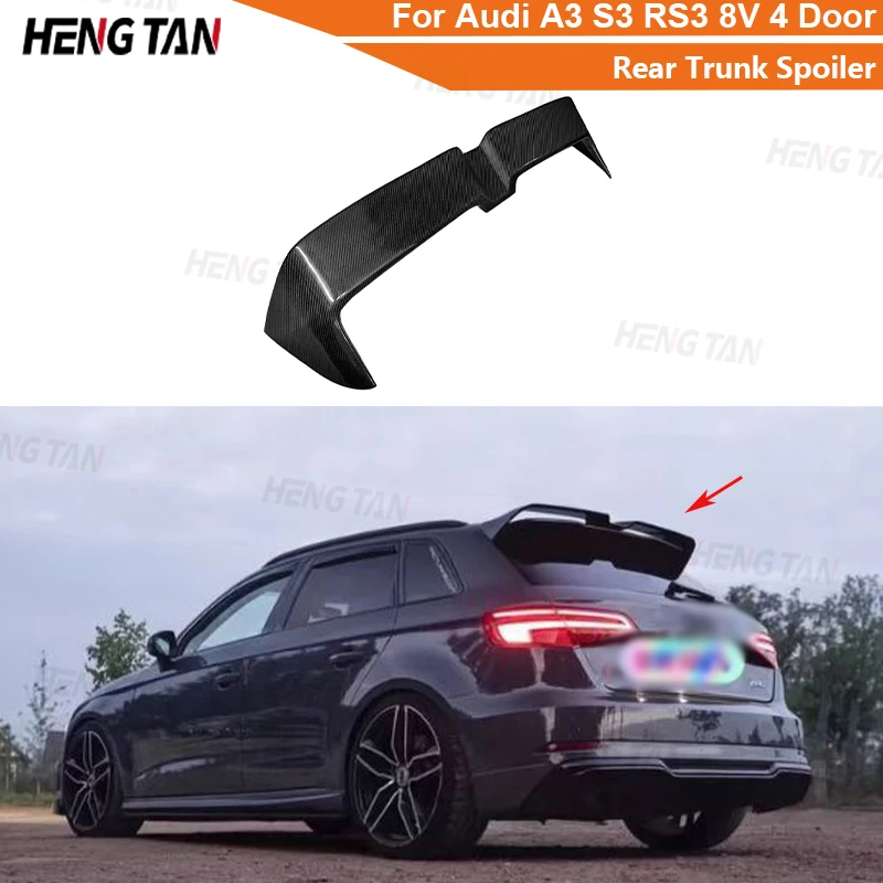 Carbon Fiber For Audi S3 RS3 A3 8V Sline Hatchback 4 Door 2014-2018 Not 2 Door Car Rear Trunk Spoiler Rear Wing Tail Wing Parts