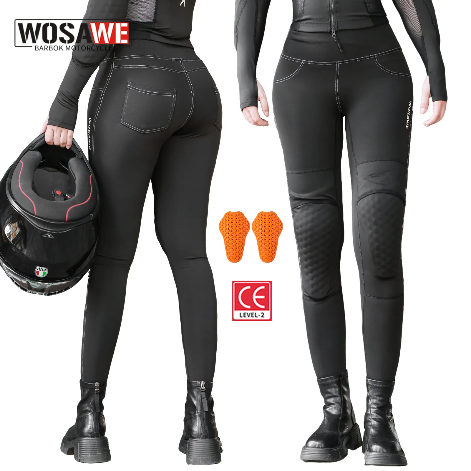 

WOSAWE Women Motorcycle Riding Pants Slim Fit Knight Motorcross Racing Trousres Antifall Breathable Pants With CE Knee Pads