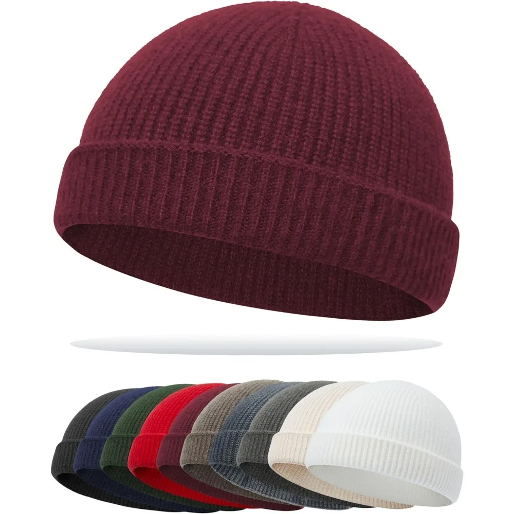 

Тонкая рыбацкая шапка-бини для мужчин и женщин, осень-зима-шерстяная вязаная манжета, короткая модная кепка для часов, кепка с напуском на тяге