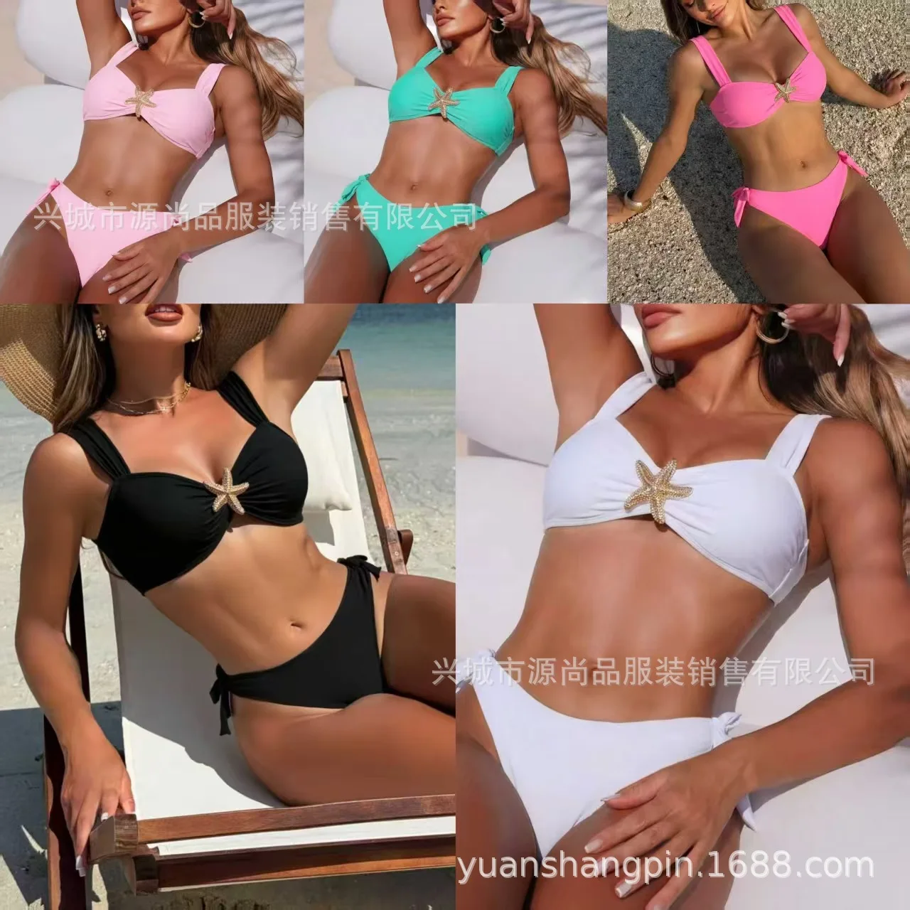 

Женский модный купальник-бикини с металлическими аксессуарами, однотонный, сексуальный, в европейском и американском стиле