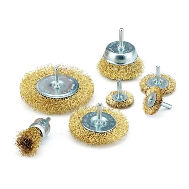 652F 7Pcs Wire Brush Wheel Cup Brush Set for Drill Die Grinder Rust Removal Tool