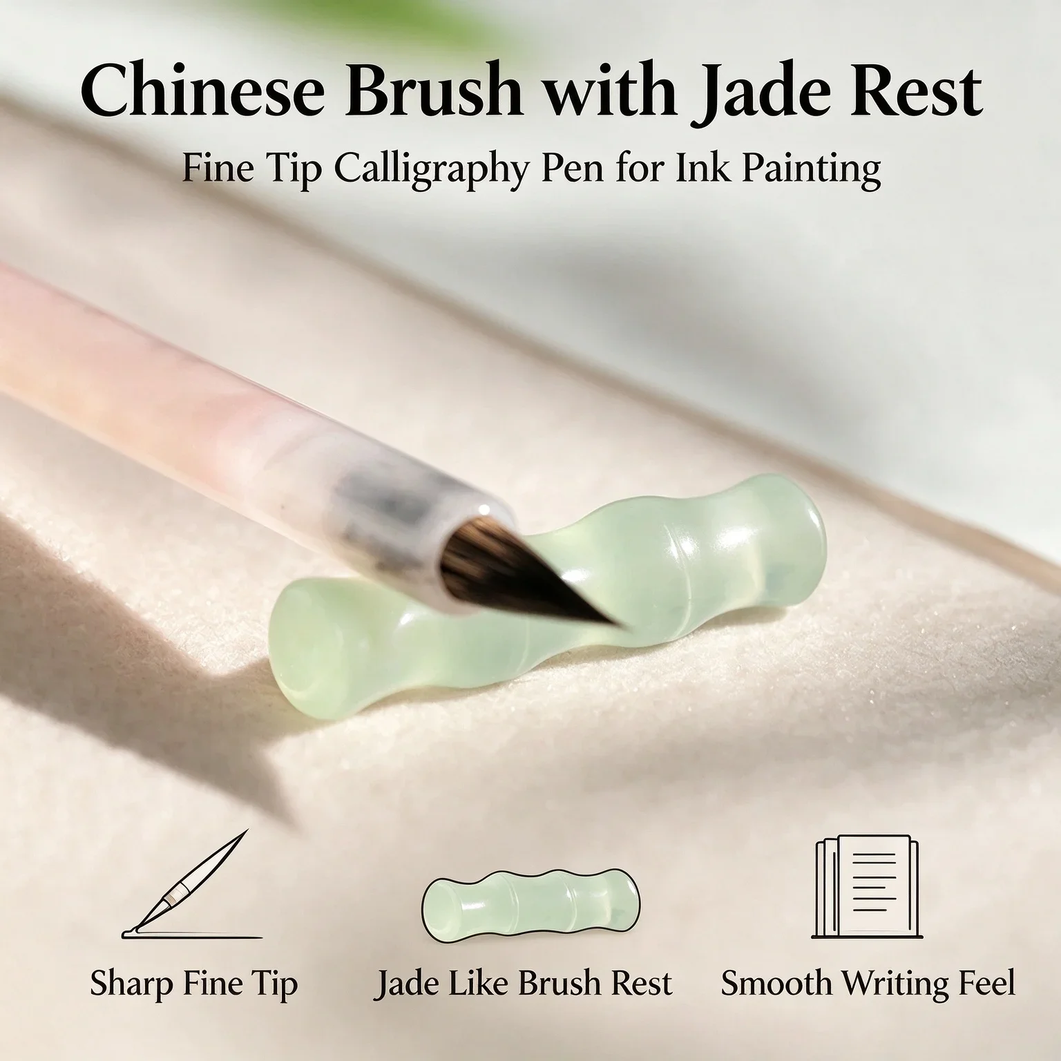 Jade Bamboo Segment Brush Rest Chinese Writing Brush Holder Four Treasures Of The Study Elegant Calligraphy Desk Ornament