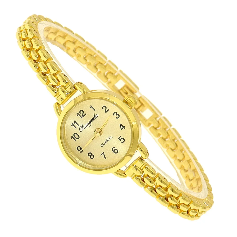 Vintage Gold Ladies Bracelet Watches Women's Small Dial Alloy Strap Quartz Casual Watch Suitable for Halloween Christmas Gift