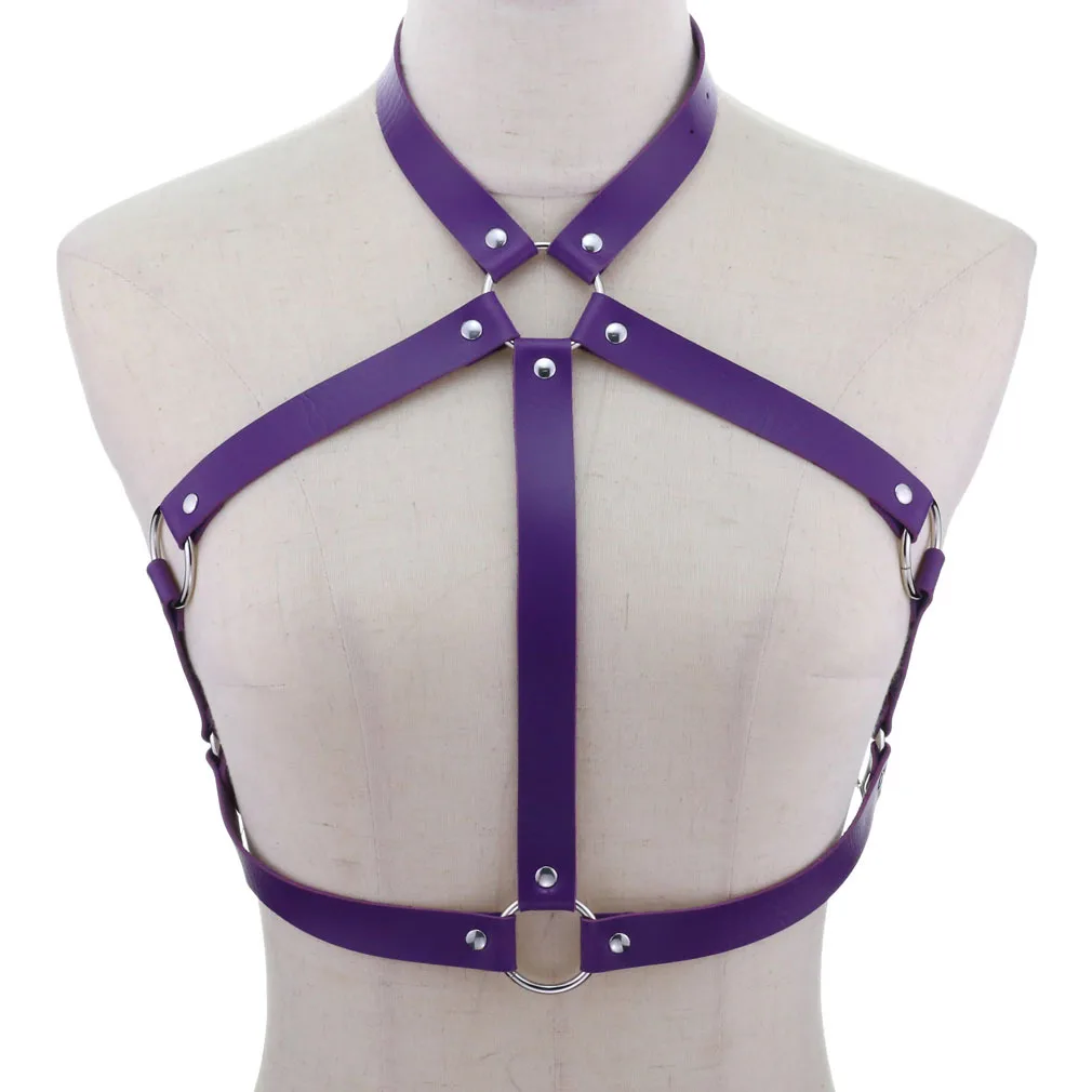 Individuality Tide Punk Gothic Sex appeal PU Corset Fold one's belt Chest girdle One collar Body strap Suspenders Belt