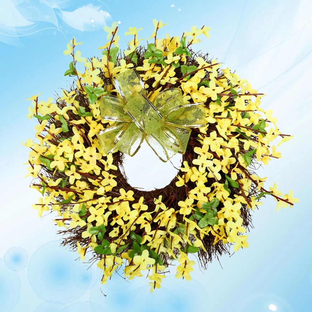 

40 Cm Winter Jasmine Bow Tie Wreath Hanging Door Decoration Christmas Outdoor Home Wedding Party Supplies