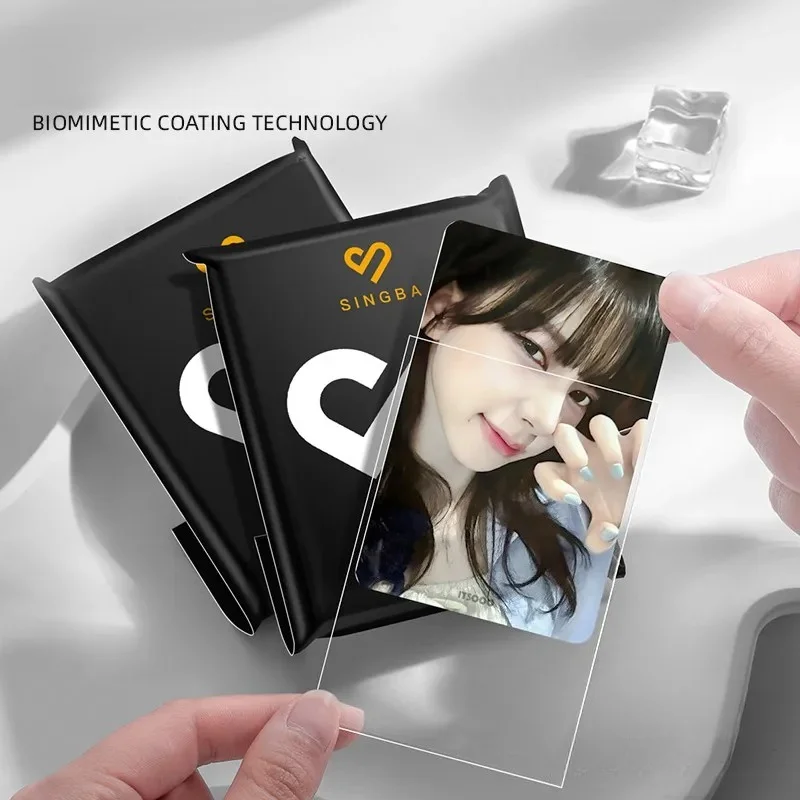 SINGBA 50Pcs Pack 20 Silk Card Sleeves 3-Inch Clear Matte Frosted Protective Film for Photocards Polaroids Postcards