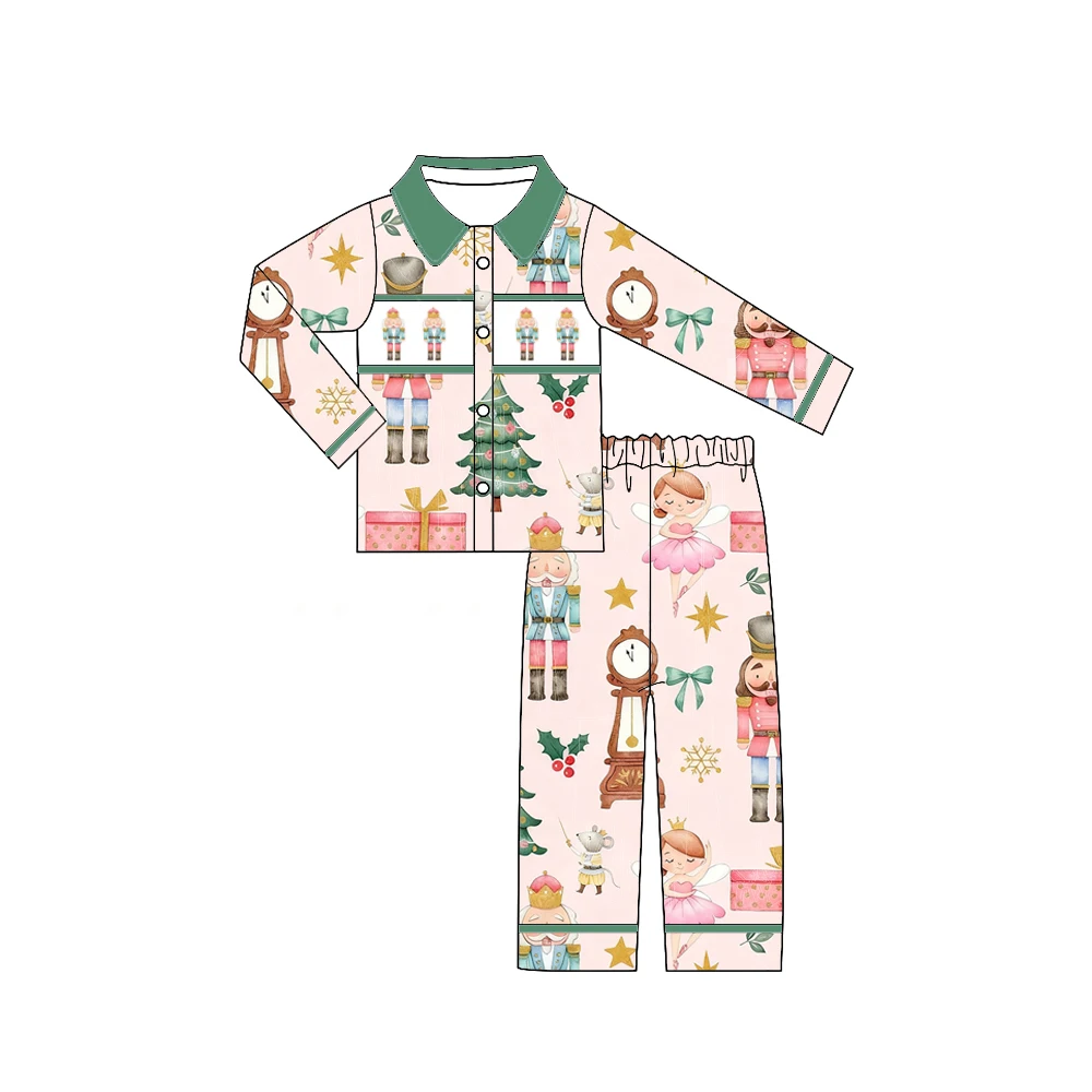 Girls' long-sleeved boys' trousers pajama set Christmas cartoon tree print boutique children's suit