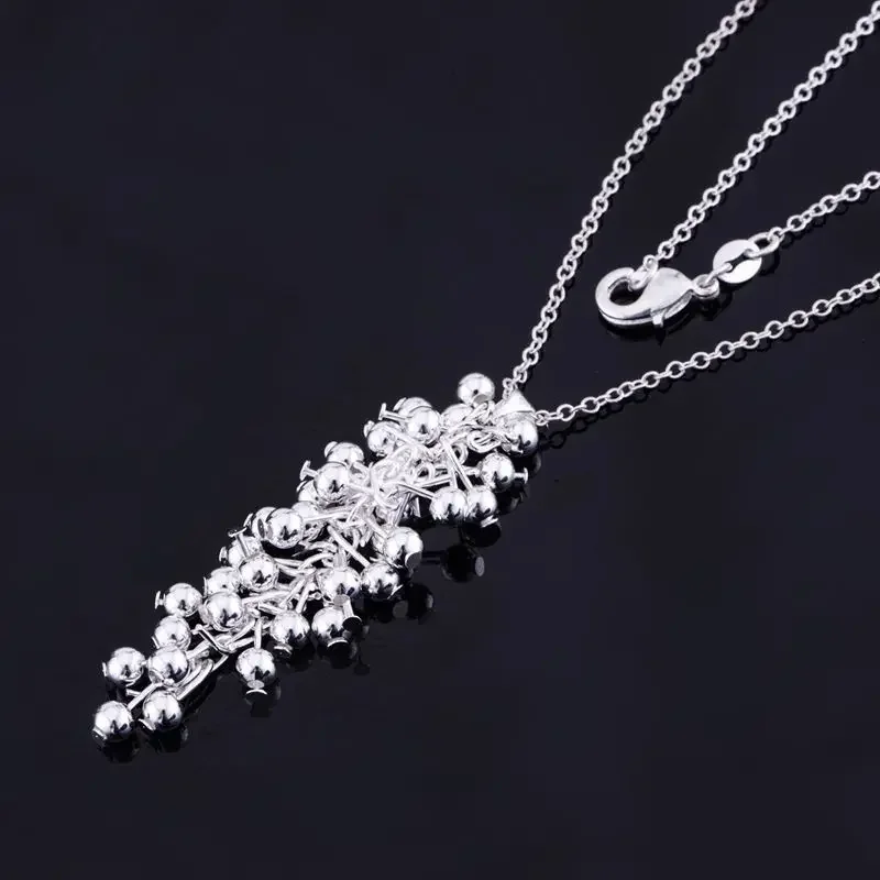 Hot popular Costume Jewelry 925 Sterling Silver classy Grape beads Pendant Necklaces For Women Fashion party wedding Engagement view 5