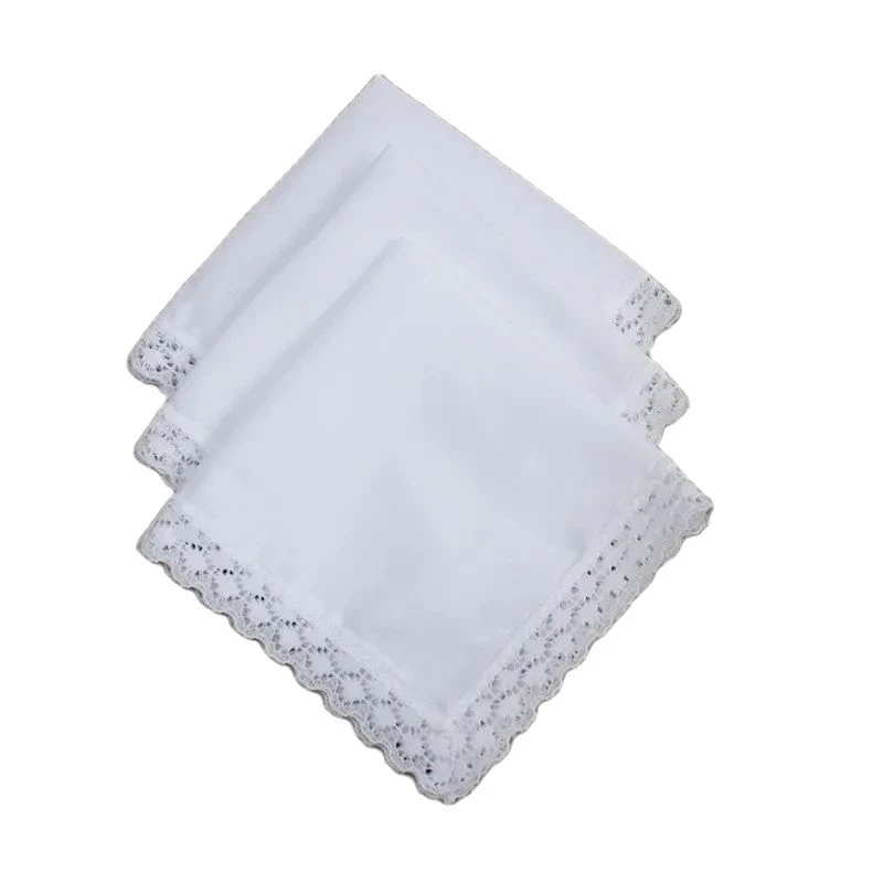 

4pcs/lot Cotton handkerchief pure white small handkerchief handmade graffiti DIY lace handkerchief