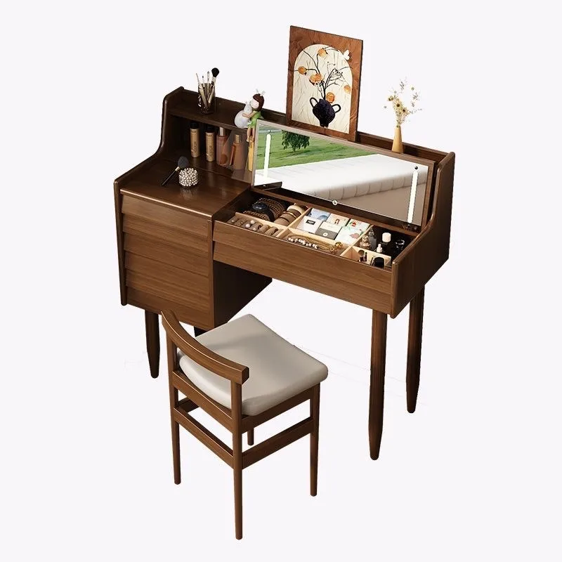 

Solid wood bedroom dresser flip small apartment dressing table dressing table simple desk end of bed integrated makeup table