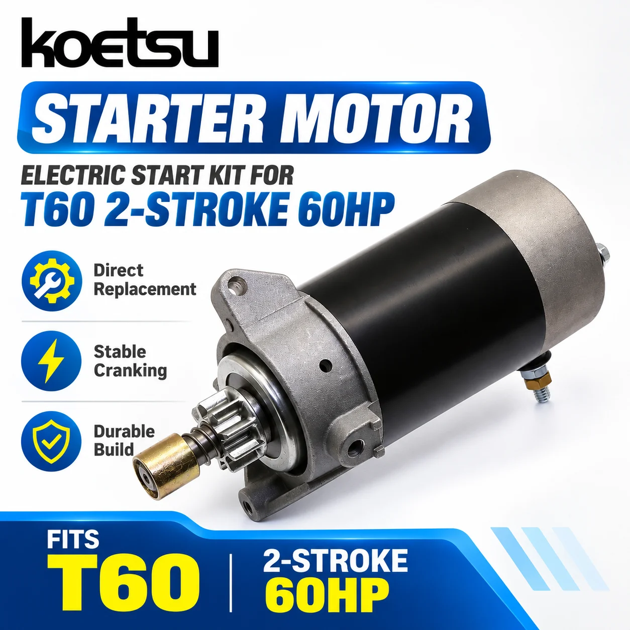 KOETSU Electric Start Conversion Kit for Yamaha 2-Stroke 60HP Marine Boat Engine Replacement Spare Parts 6K5-85550-A0 6H3-81800