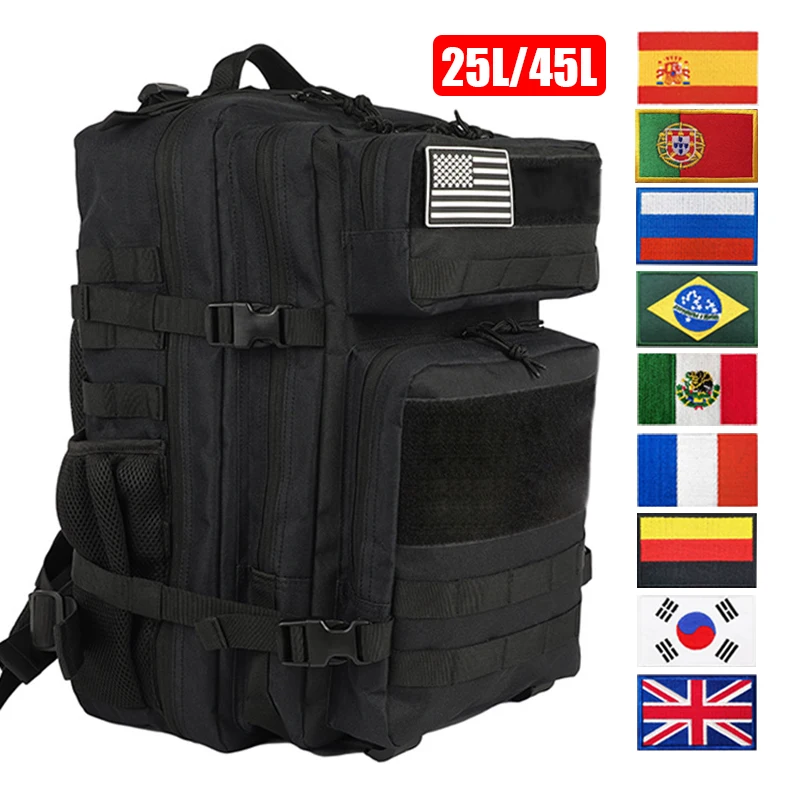 Oulylan Military Tactical Backpack for Men Women Black Pink Camping Hiking Hunting 25L/45L 3P Army Molle Rucksacks Assault Bag