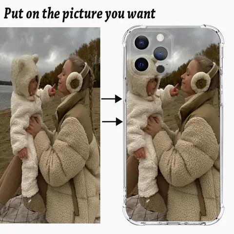 Customized parent-child DIY Photo Silicone Case for iPhone 16 15 14 13 12 11 Pro Xs Max 16e XR 7 8 6 6s Plus SE 2020 2022 Cover