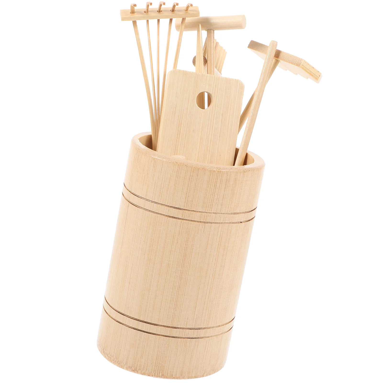 Zen Tool Set Sandbox Rake Crafts Garden Tools Bamboo Mini Wooden Miniature Decoration Accessories