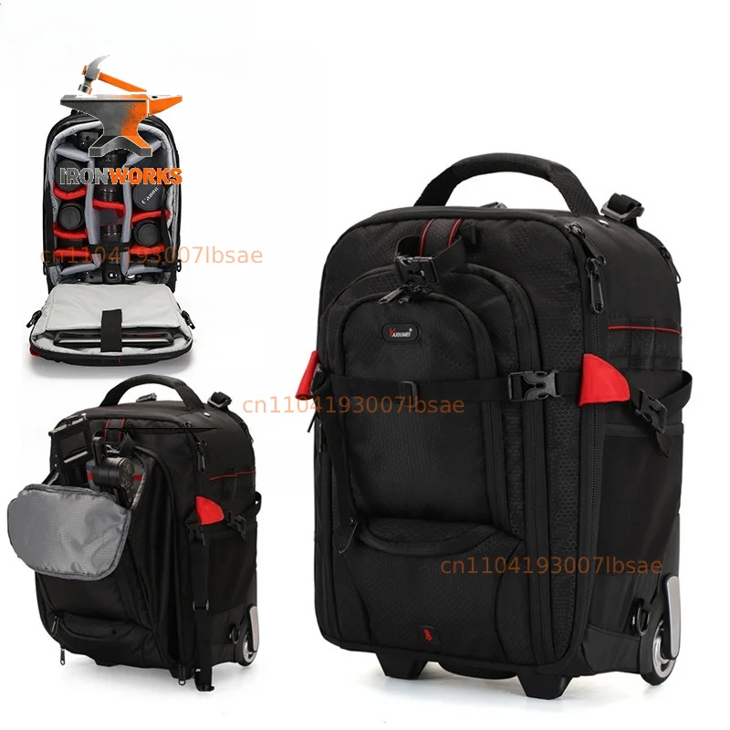 Pull Rod Photography Bag Trolley Backpack Wheel Camera Bag Large Space Travel Trolley Case Storage Earthquake Proof Box Organize