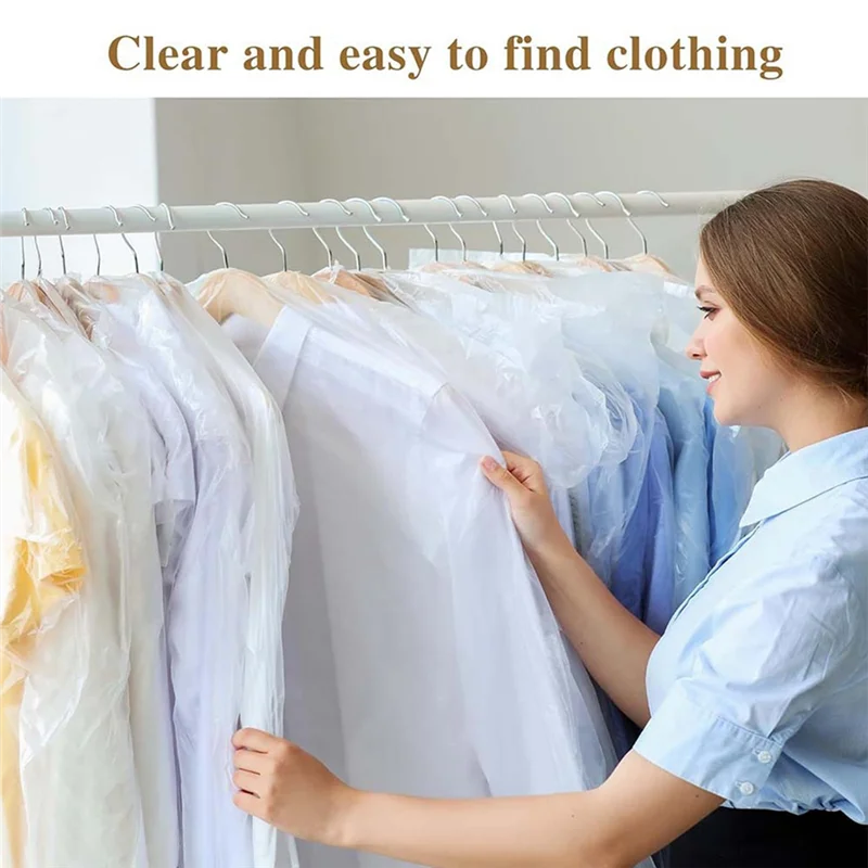 

YWDZ-30PCS Transparent Dustproof Garment Protector Cover Bag Disposable Hanging Pockets Clothes Cover Storage Bag Organizer