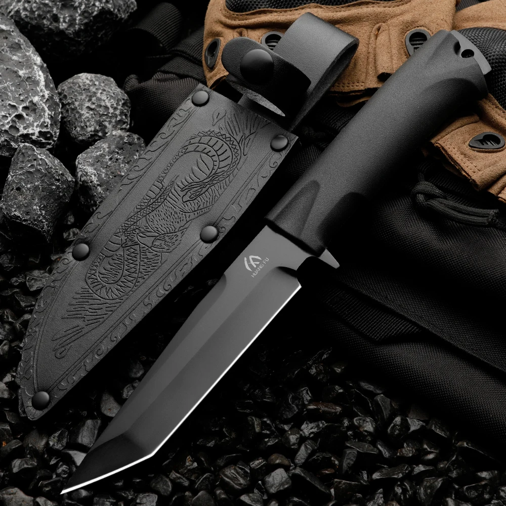 HUANGFU High quality 9CR18MOV outdoor knife fixed blade wilderness survival knife men\'s gift rescue knife hiking hunting knife