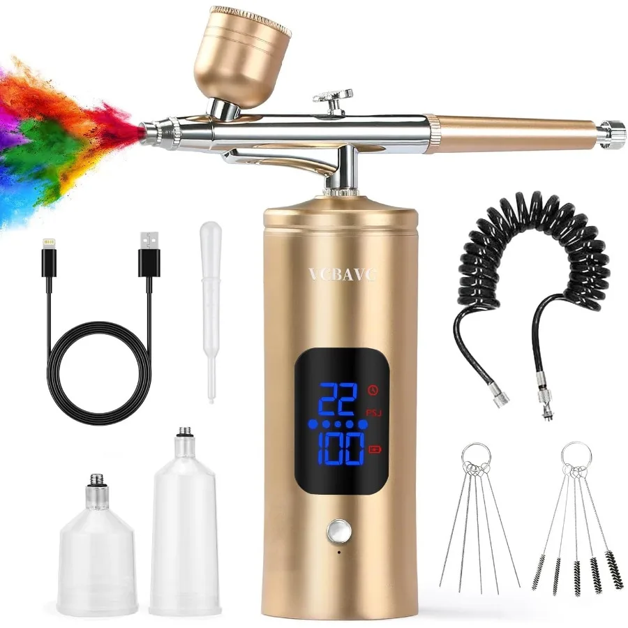 Airbrush Kit with Compressor 48PSI HighPressure NonClogging Air Brush Set Cordless Rechargeable with 0.3mm Nozzle and Cleaning