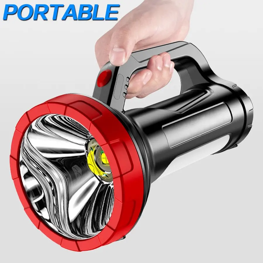 Rechargeable LED Spotlight Flashlight P700 High Lumen Handheld Searchlight 4 Modes Spot & Flood Light Portable Hand Torch