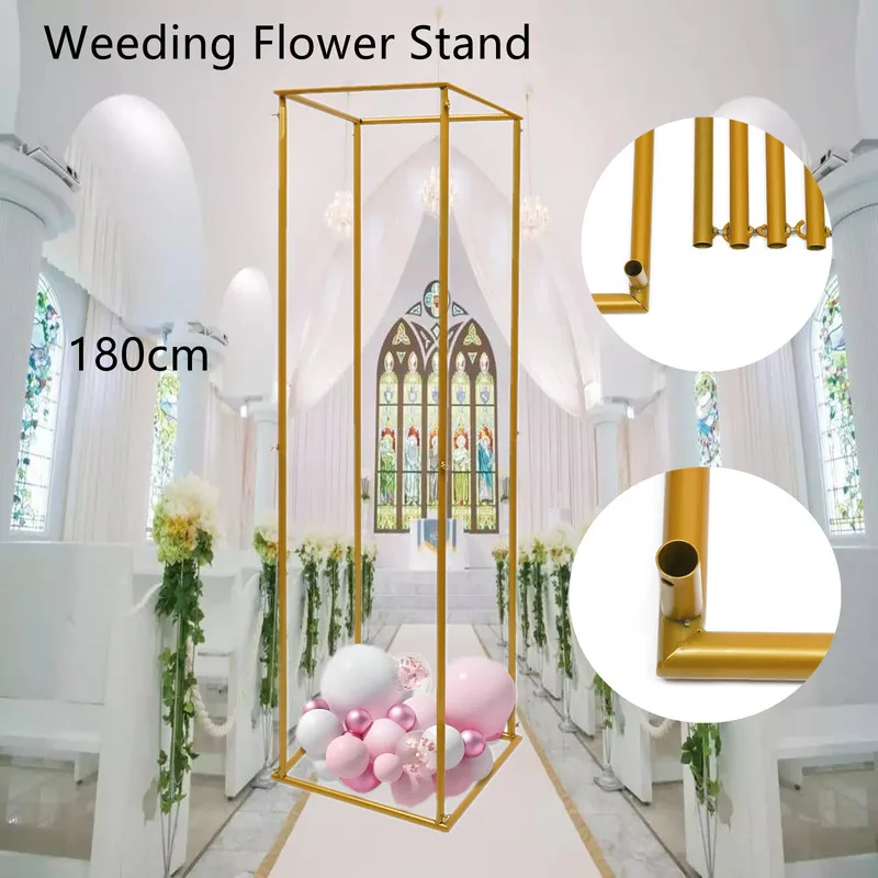 

Decorative Stand Wedding Metal Background Golden Landing Flower Balloon Frame Party Event Decoration