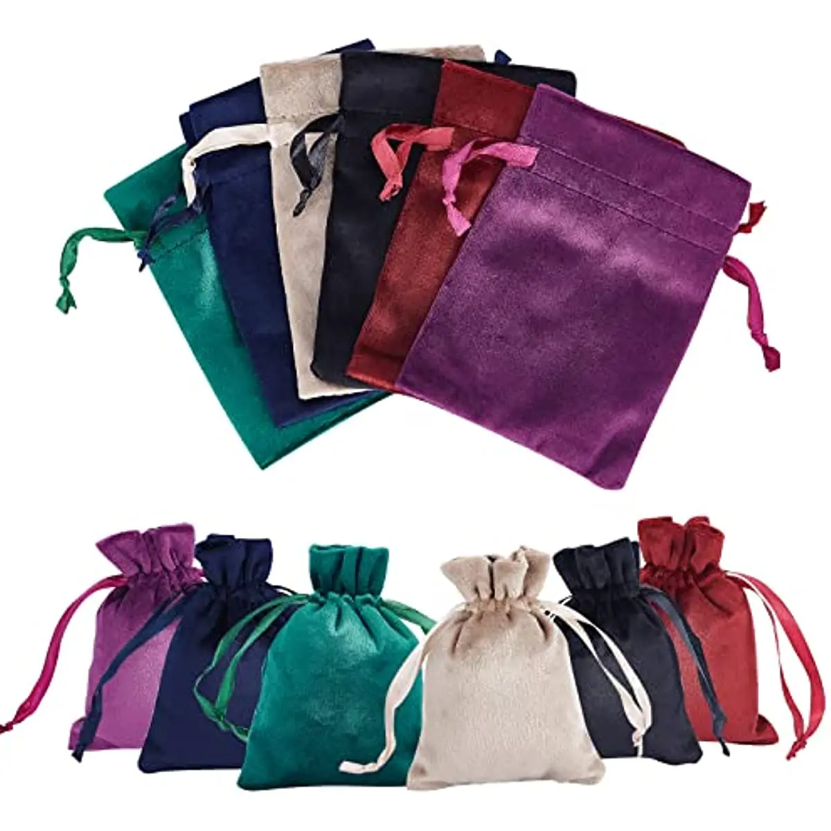 12 Pcs 6 Colors Velvet Bags, Drawstring Jewelry Bags Candy Gift Bags For Christmas Wedding Birthday Party Favours