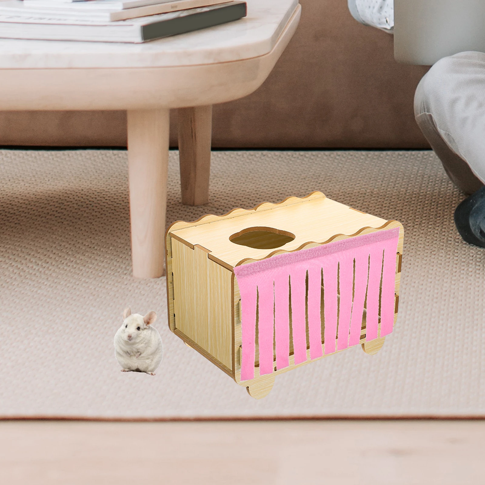 

4Pcs Guinea Pig Hideout Door Curtain Hamster Hammock Tassel Cage Hanging Shelter Safe Sleeping Spot for Small Pets Decor