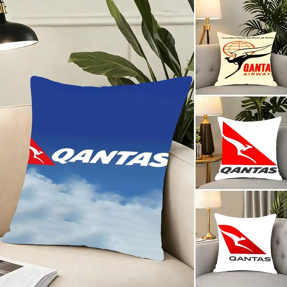 Airline Travel Qantas Cushion Cover Portable floor cushion for travel Yoga Minimalist text 2way tricot