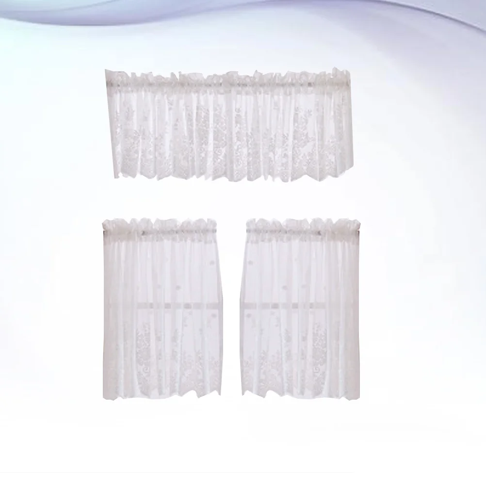 

Lace Half Curtain Short Window Curtain 137x61cm White Sun Proof Breathable Lightweight Decorative for Home Kitchen