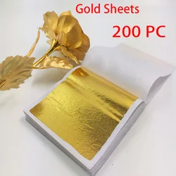 100/200 Sheets Imitation Gold Silver Foil Paper Leaf Gilding DIY Art Craft Paper Birthday Party Wedding Cake Dessert Decorations