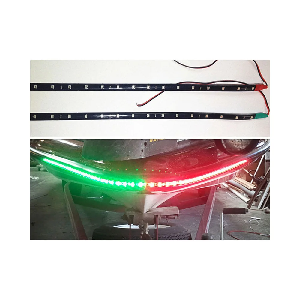2Pcs 12V LED Strip Light Waterproof RED&GREEN For Bow Boat Marine Navigation Kayak Canoe Deck Courtesy Bow Trailer Pontoon