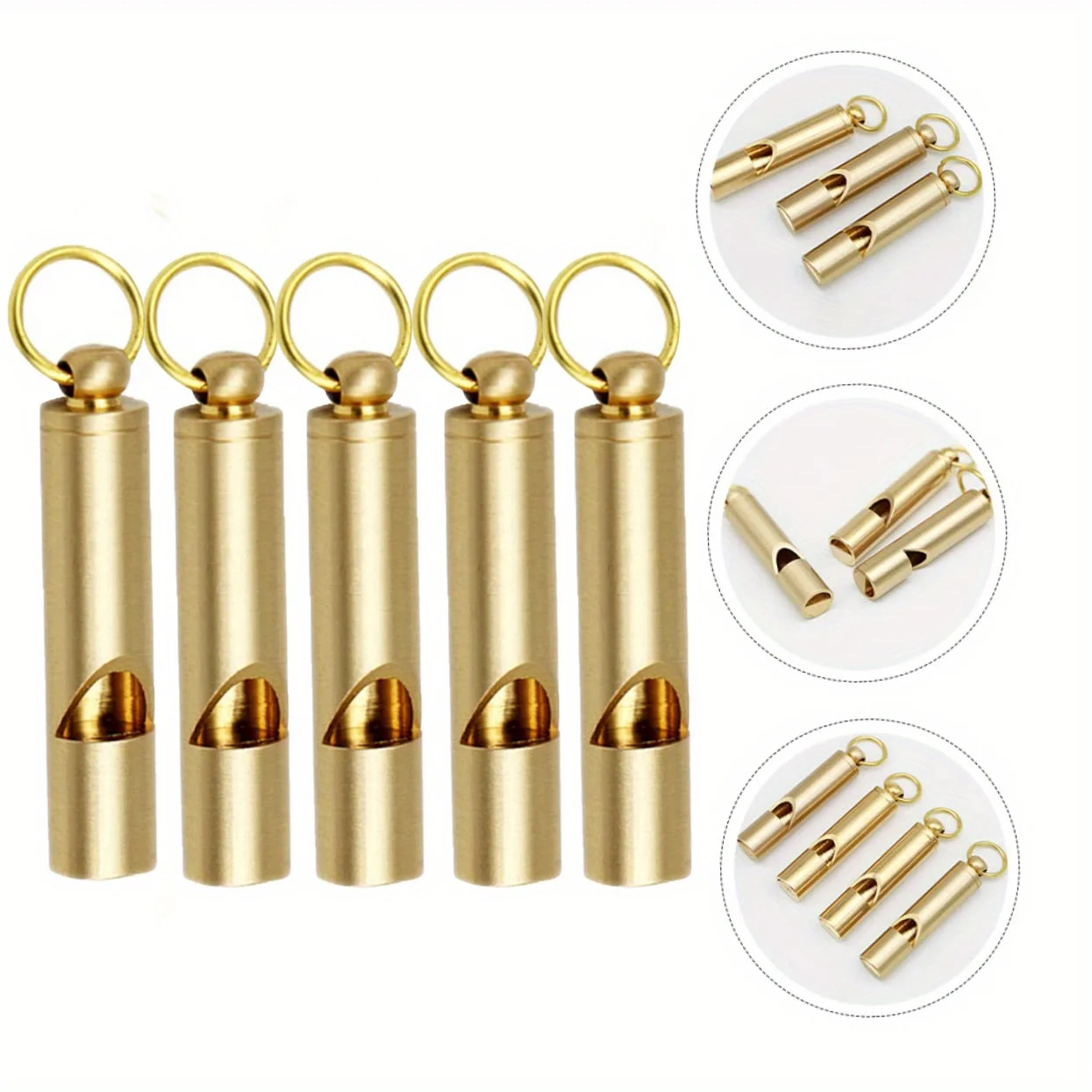 2Pcs Retro Brass Survival Whistle Keychain Emergency Signal for Outdoor Travel