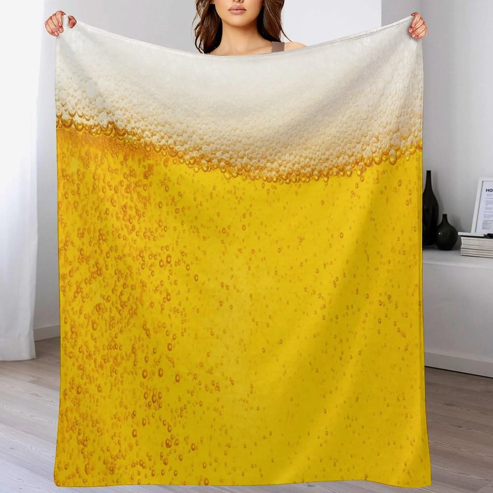 Beer Throw Blanket for Teens Boys Girls Soft Warm Cozy Funny Food Flannel Blankets for Couch Sofa Bed Camping Travel Home Decor