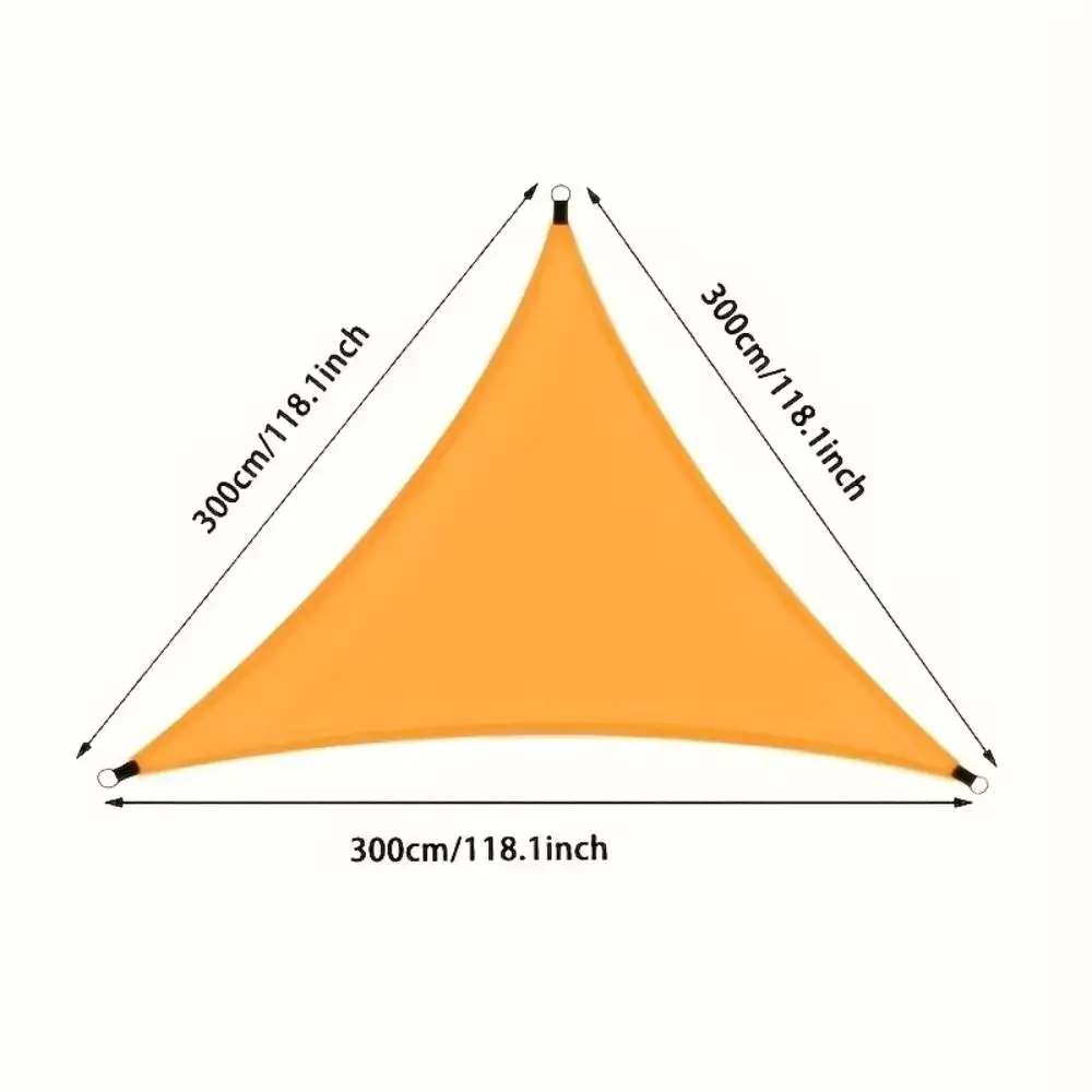 Refugio solar triangular impermeable, tamaño 3x3x3M con cuerdas, dosel para exteriores, portátil, 95% UV, vela de sombra, área de piscina