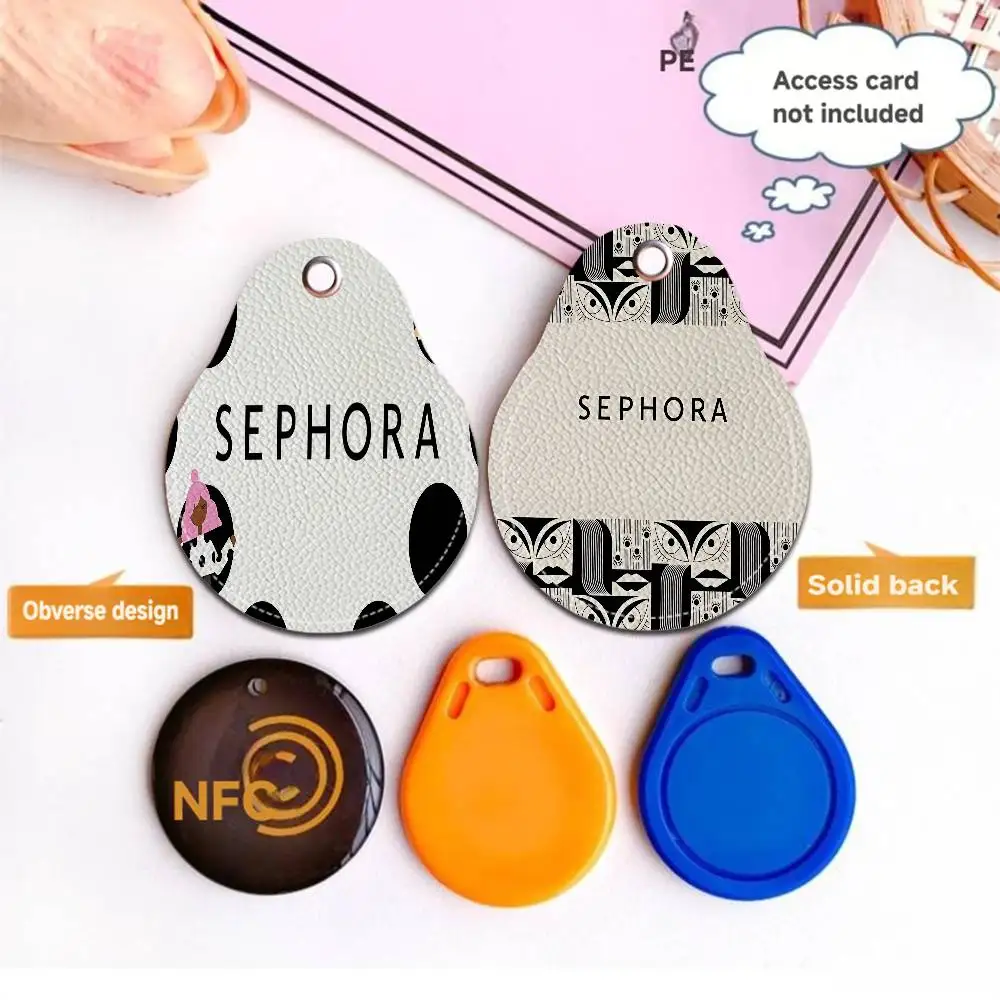 Beauty Retailer S-Sephora Leather access card holder, water drop keychain, bus card elevator induction protective cover