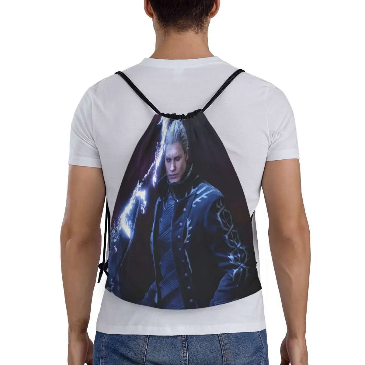 

Vergil From The Devil May Cry Series Backpacks Fashion Portable Drawstring Bags Sports Bag Book Bags For Man Woman School