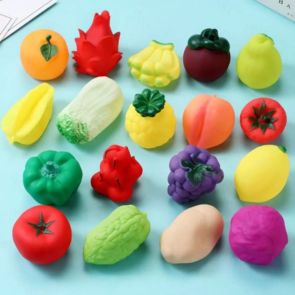 Vinyl Simulated Fruit Squeeze Kneading Sound Vegetable Baby Bath Cartoon Elastic Fruit Play Water Bath Birthday Gift