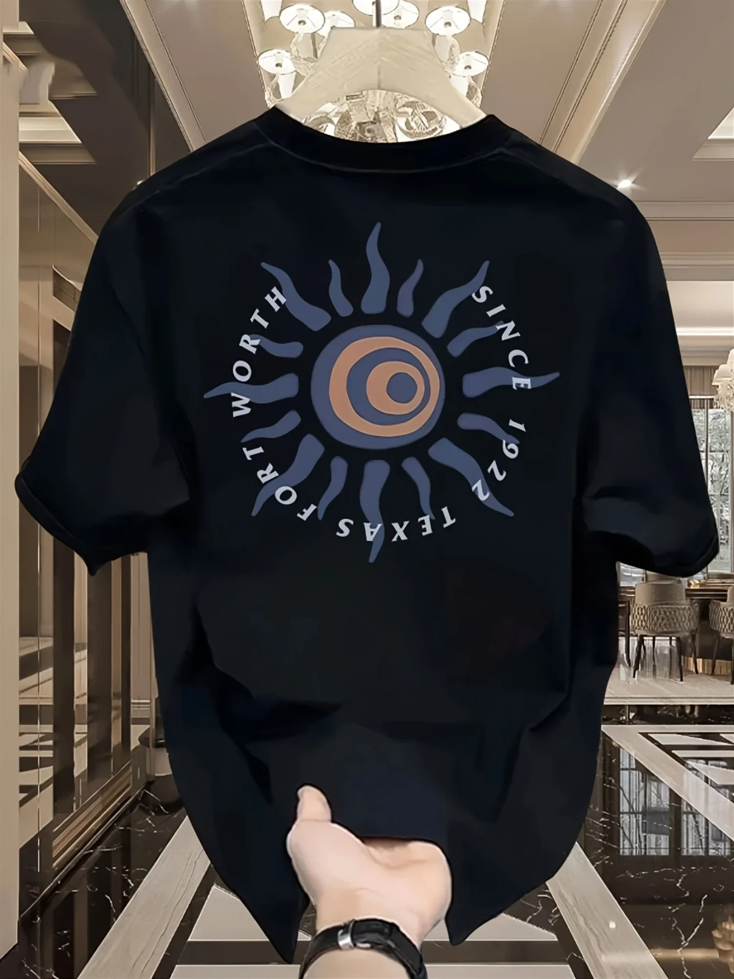 Men's Urban Retro T-shirt Featuring an Abstract Tribal Sun Pattern and the Words Since 1922 100% Cotton Summer T-shirt